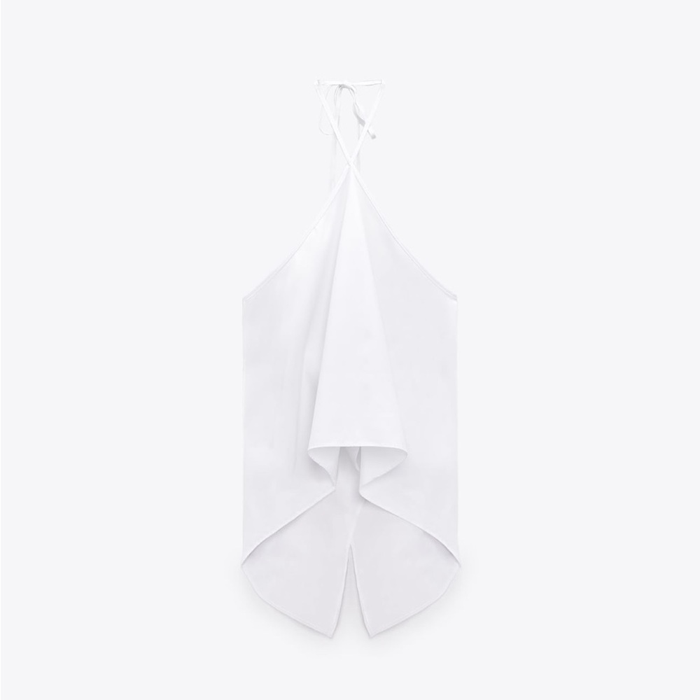 White Halter Tie Top